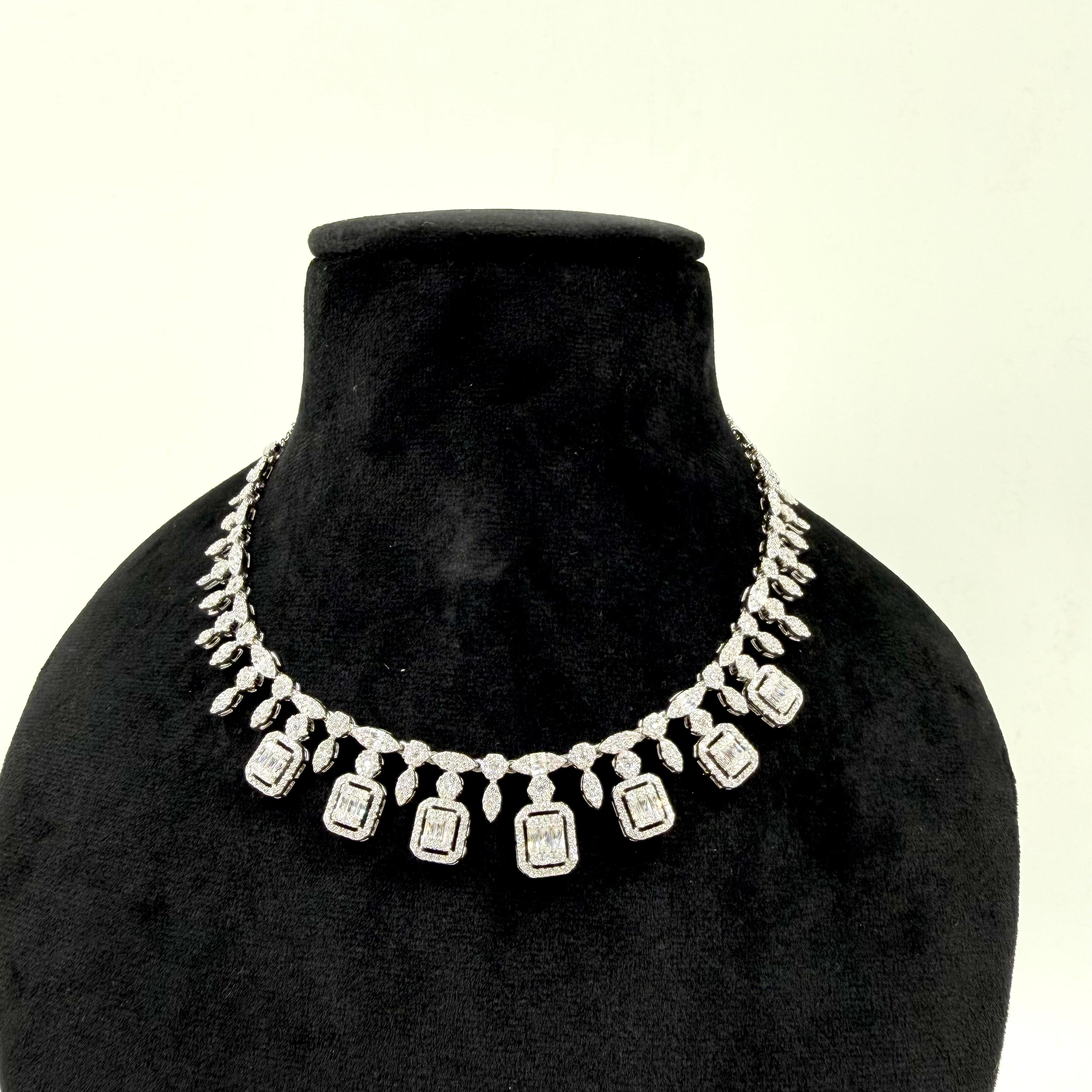 Bold square white stone necklace for women