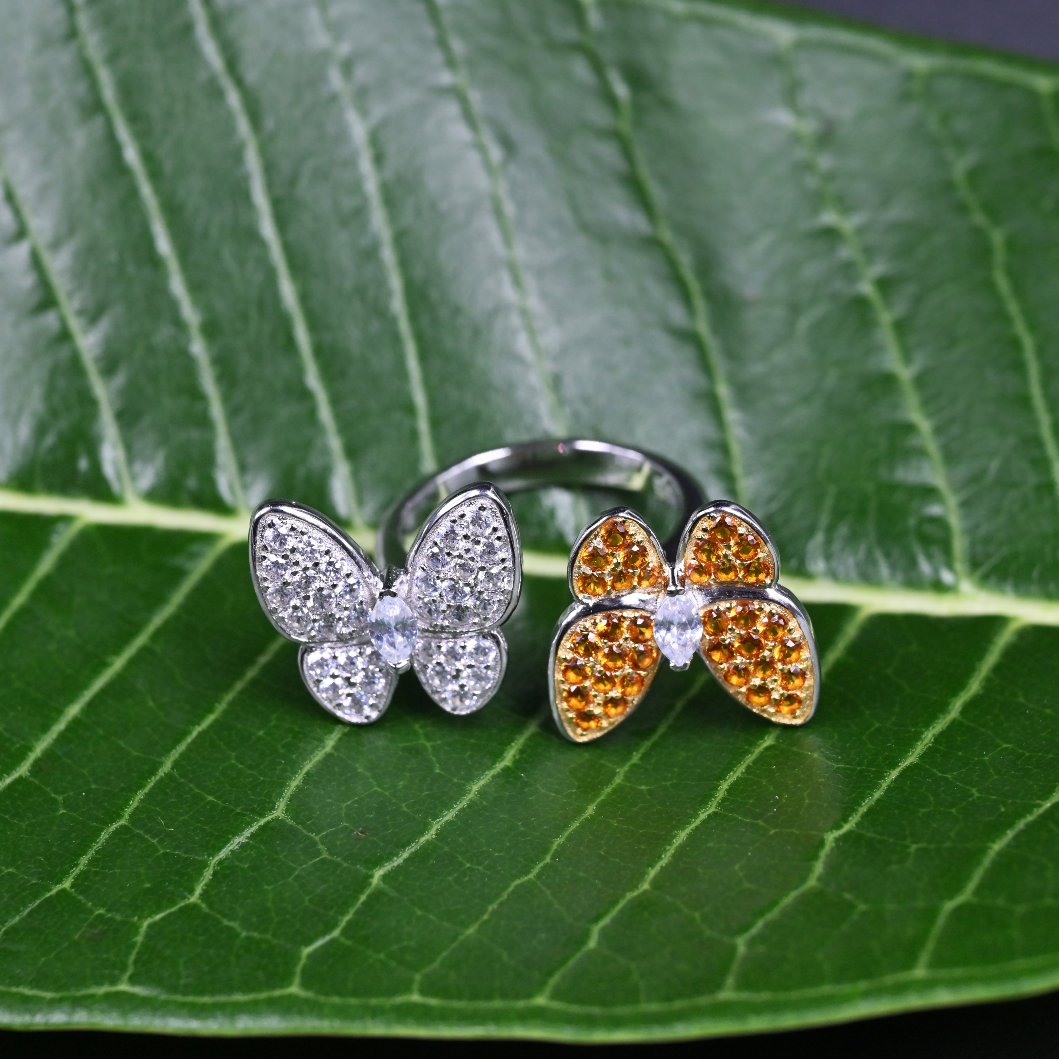 Butterfly wing duo ring design