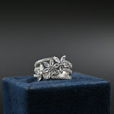 Delicate floral silver ring design