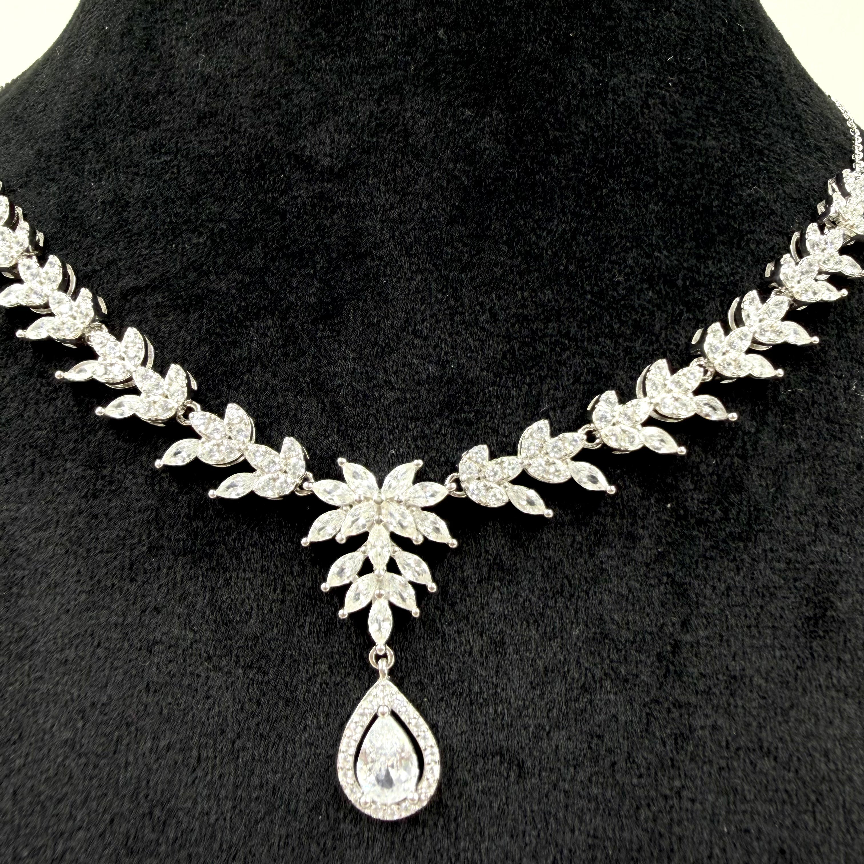 Delicate white stone petal necklace