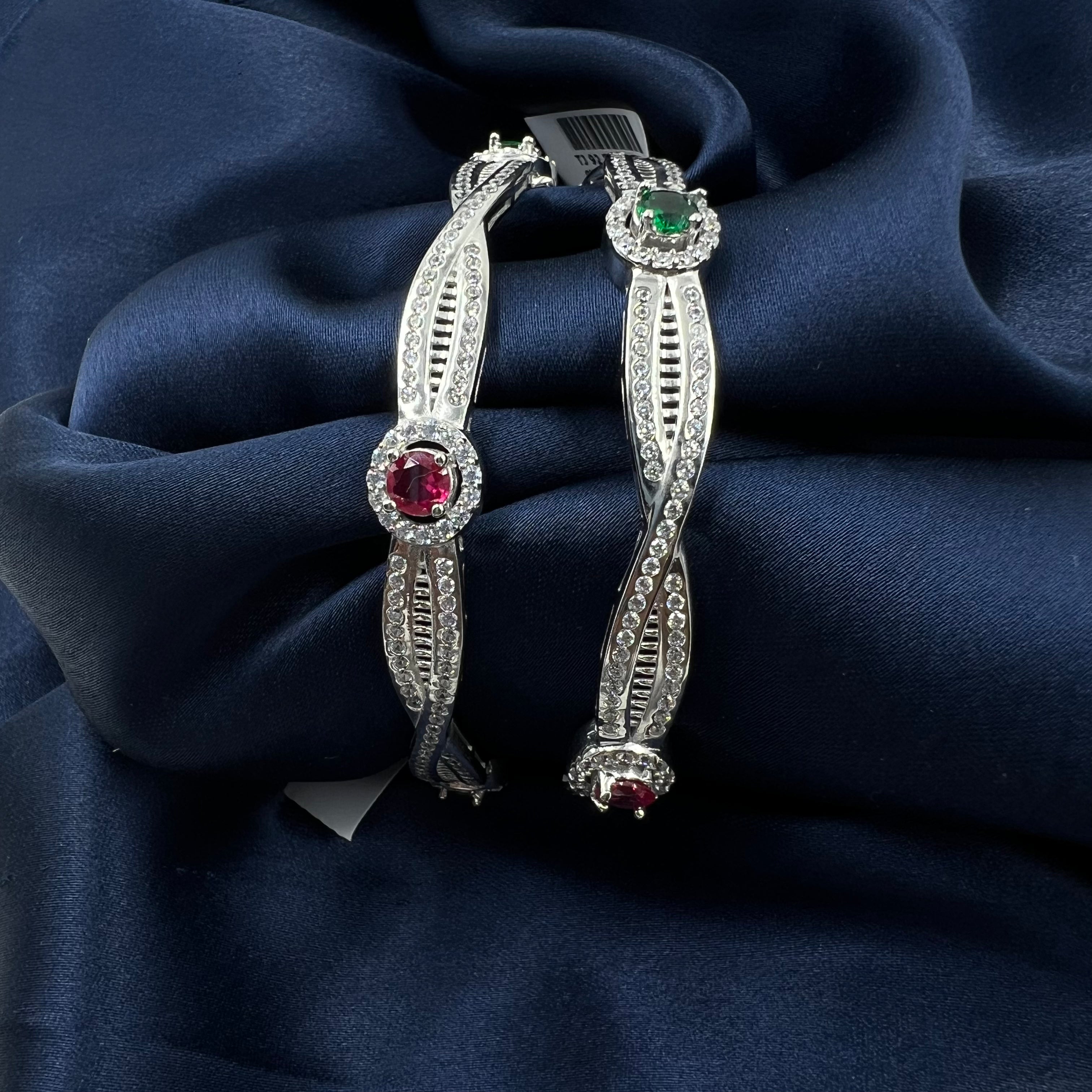designer aanya silver bangles