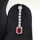 Designer double drop ruby necklace 925 silver