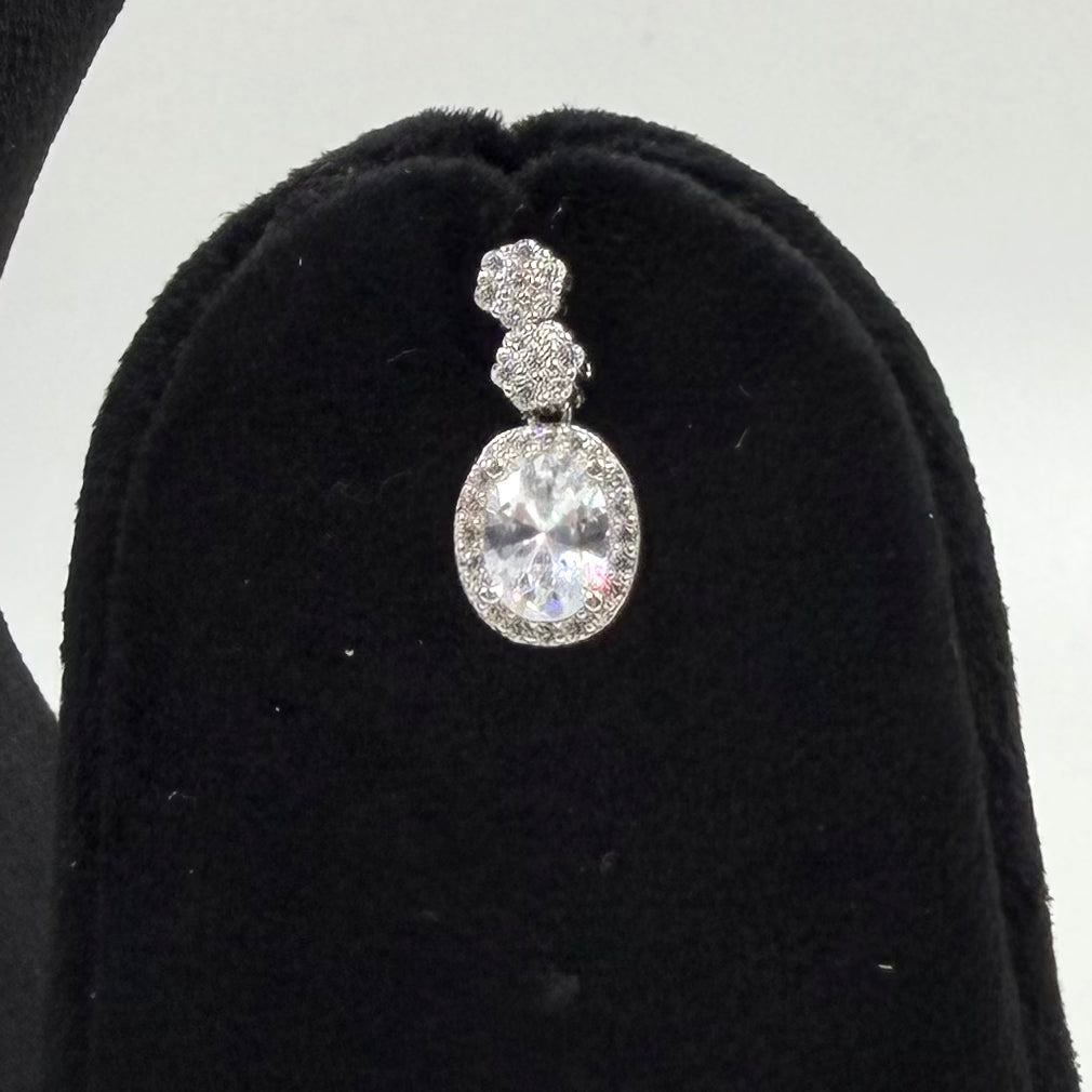 Designer double drop white stone necklace 925 silver