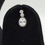 Designer double drop white stone necklace 925 silver