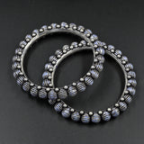 designer gajra bead silver bangles