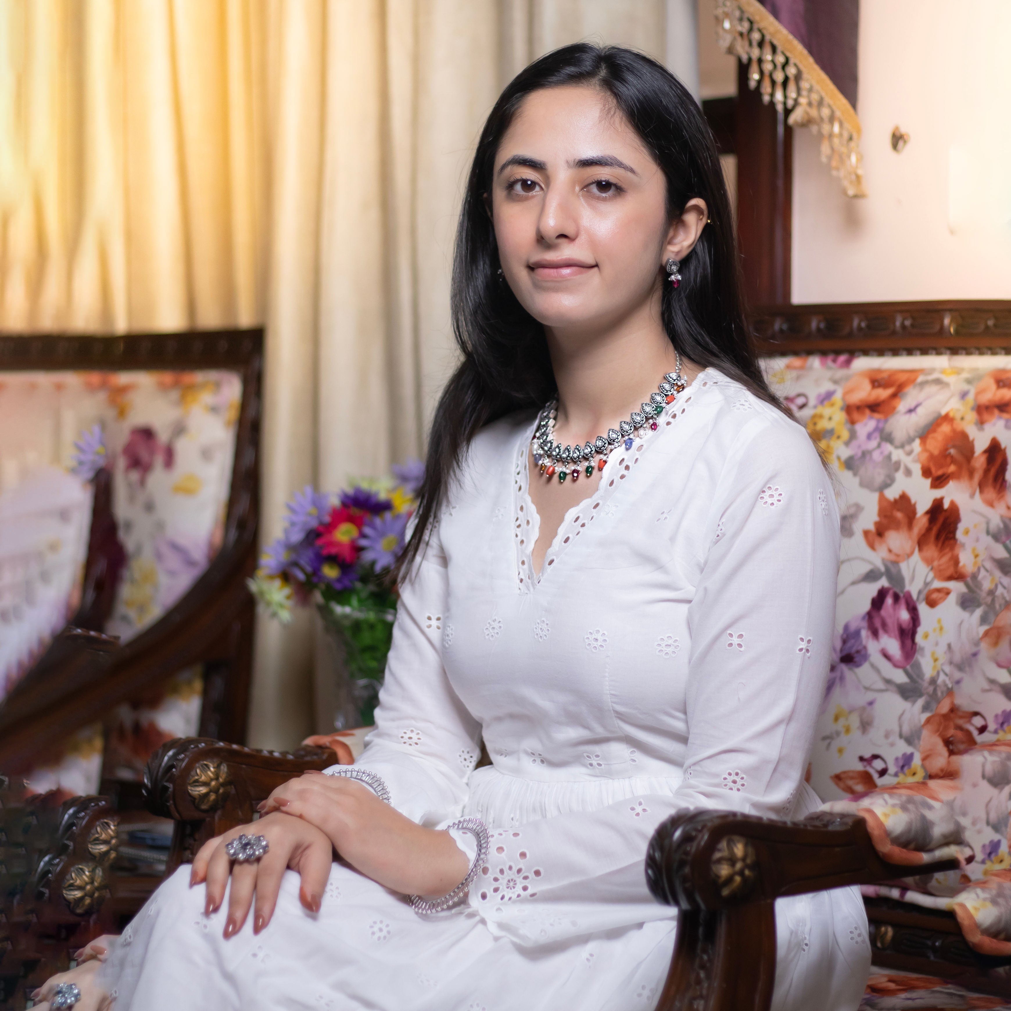 Designer Navrang gemstone necklace set