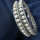 designer pearl silver bangles