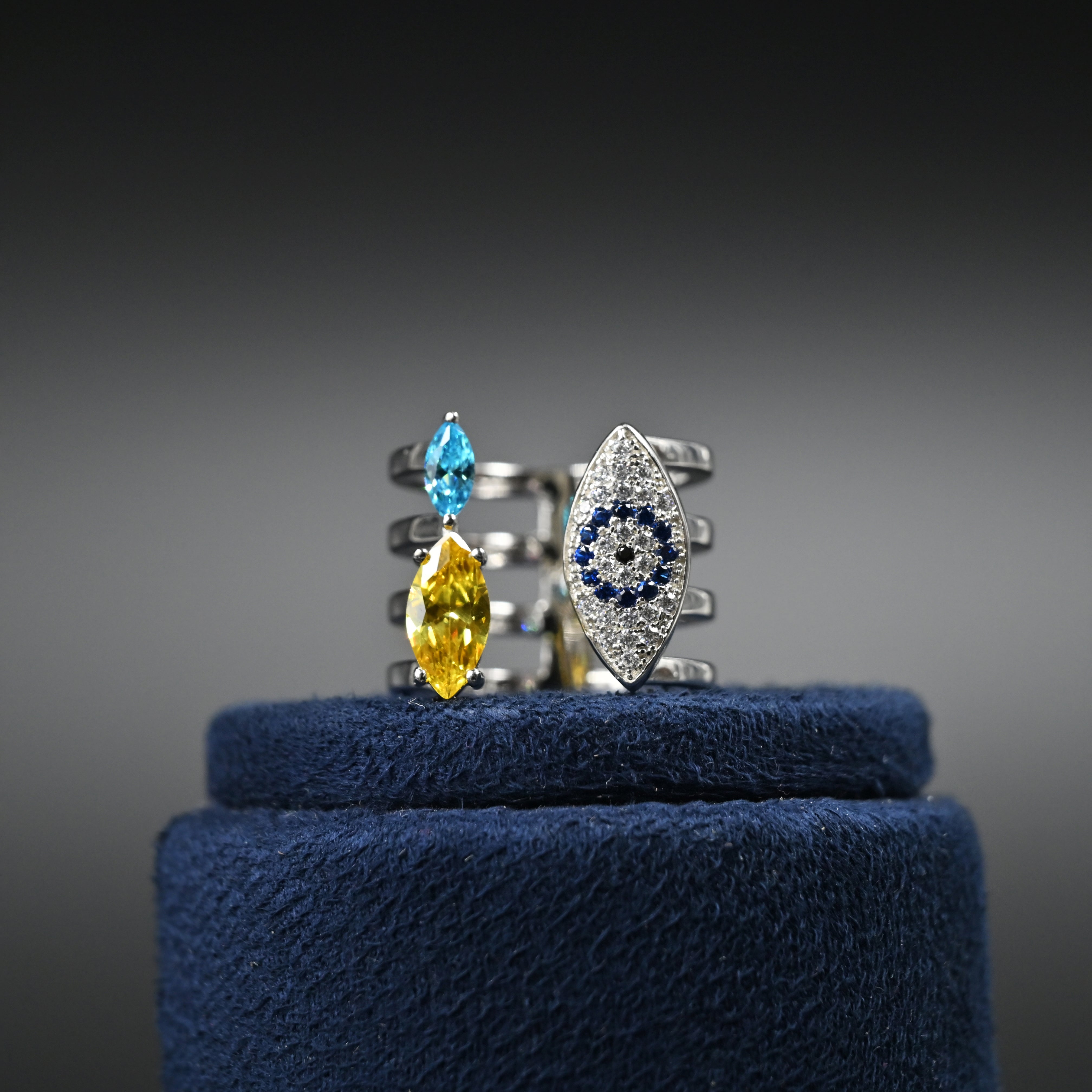 Designer Prism Eye ring 925 silver