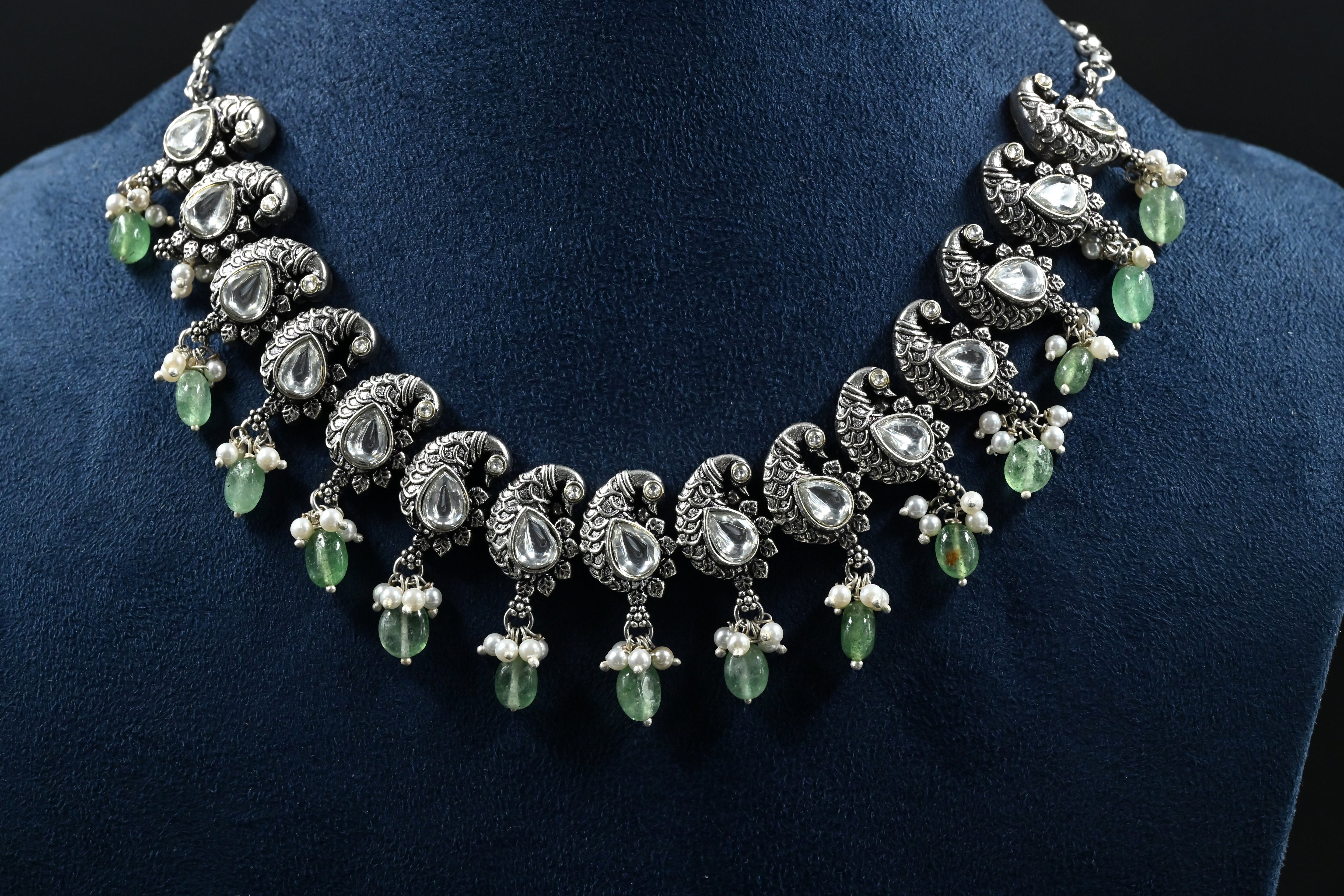 Designer Rajwada emerald set 925 silver