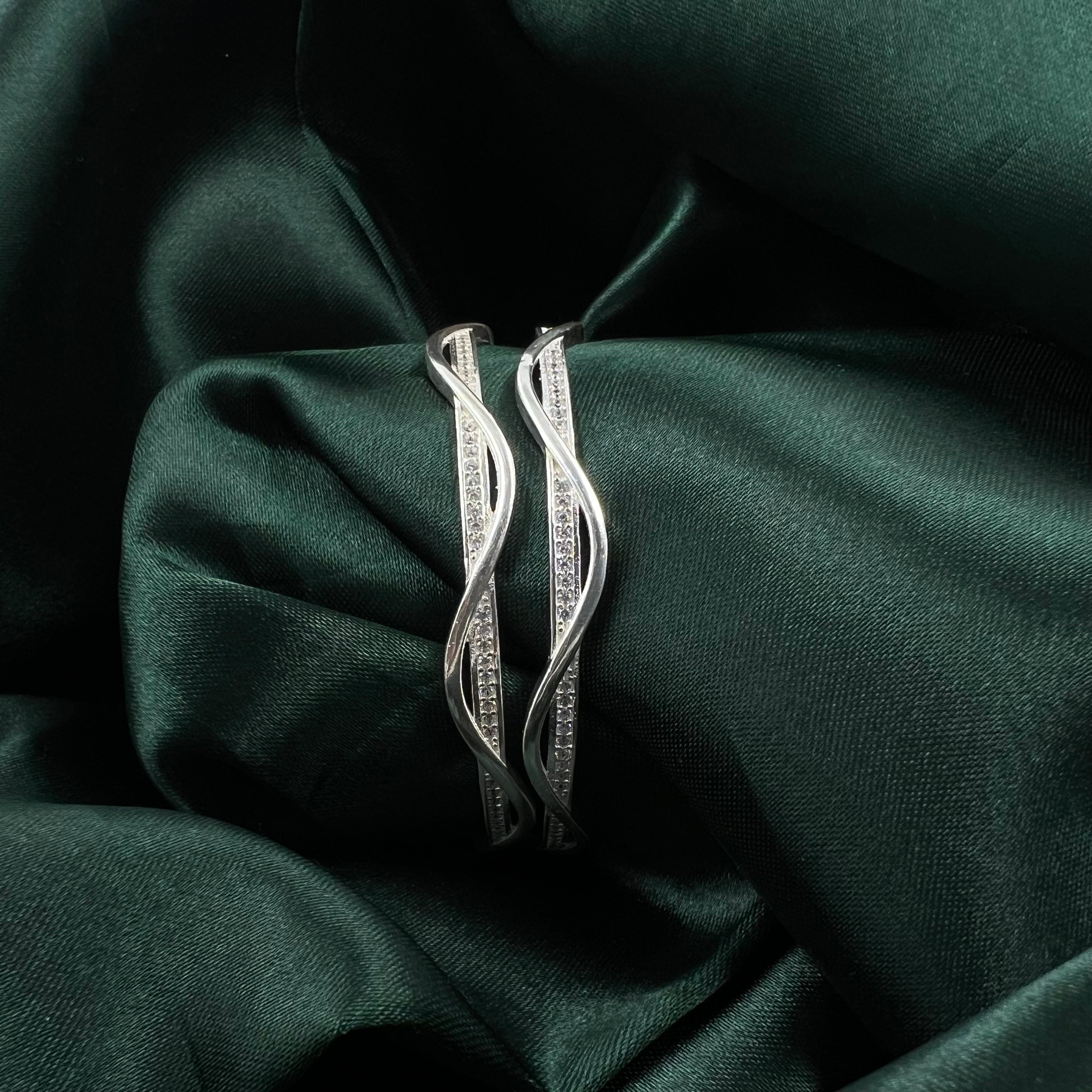 designer sleekwave silver bangles