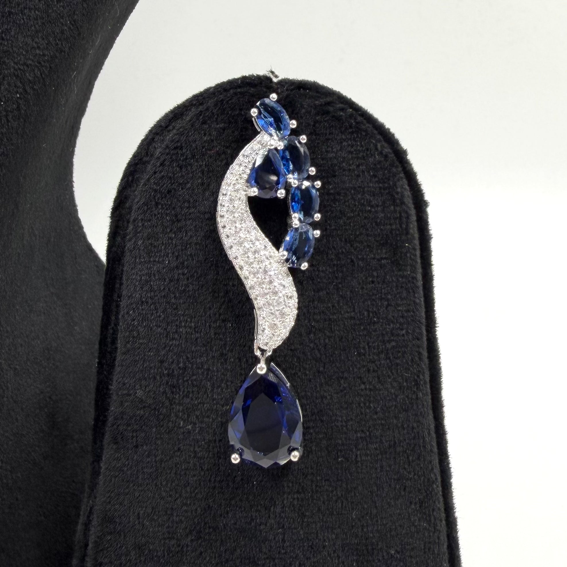 Designer snake necklace blue accents 925 silver