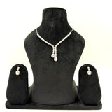 Double drop white necklace in 925 silver