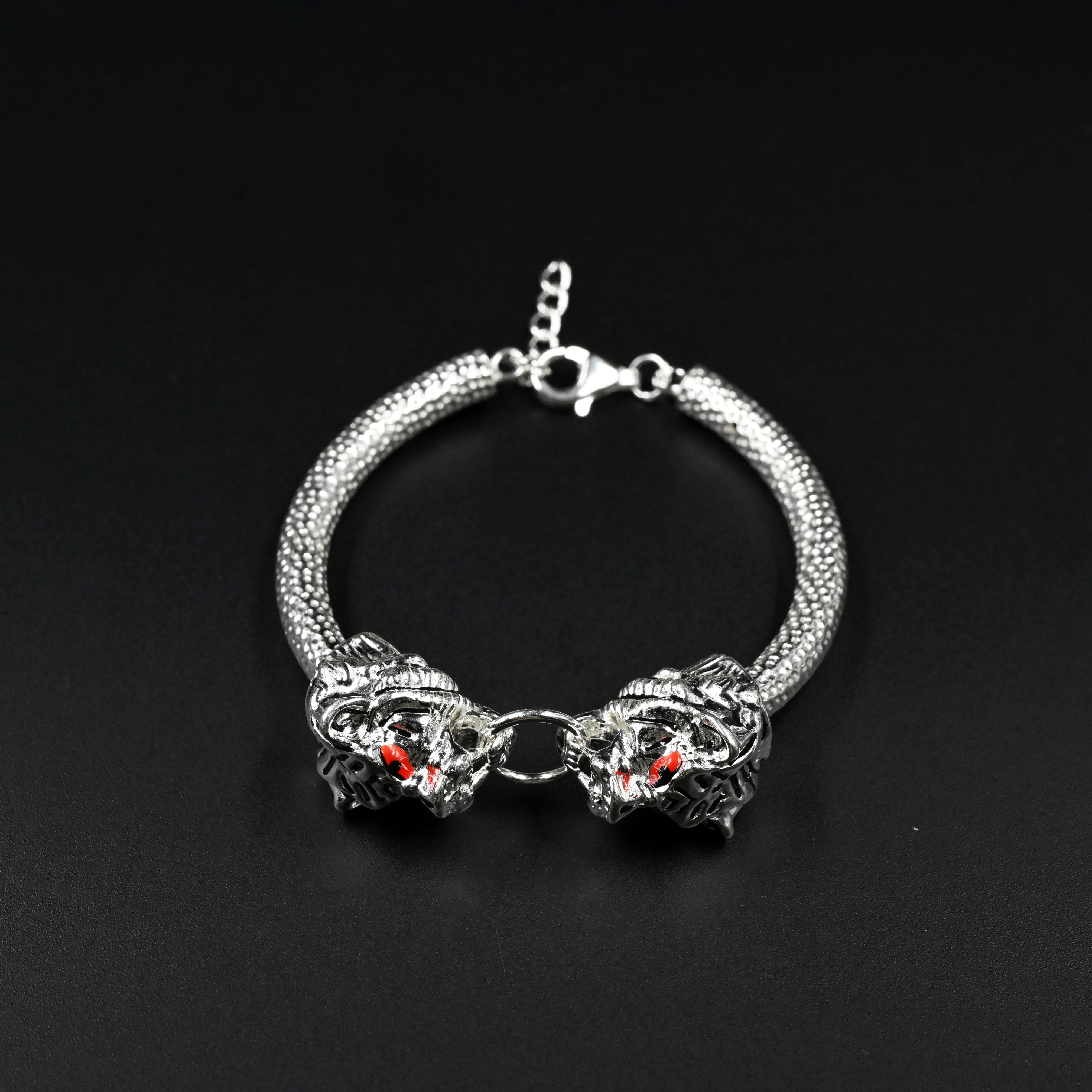 Dual lion 925 silver bracelet design