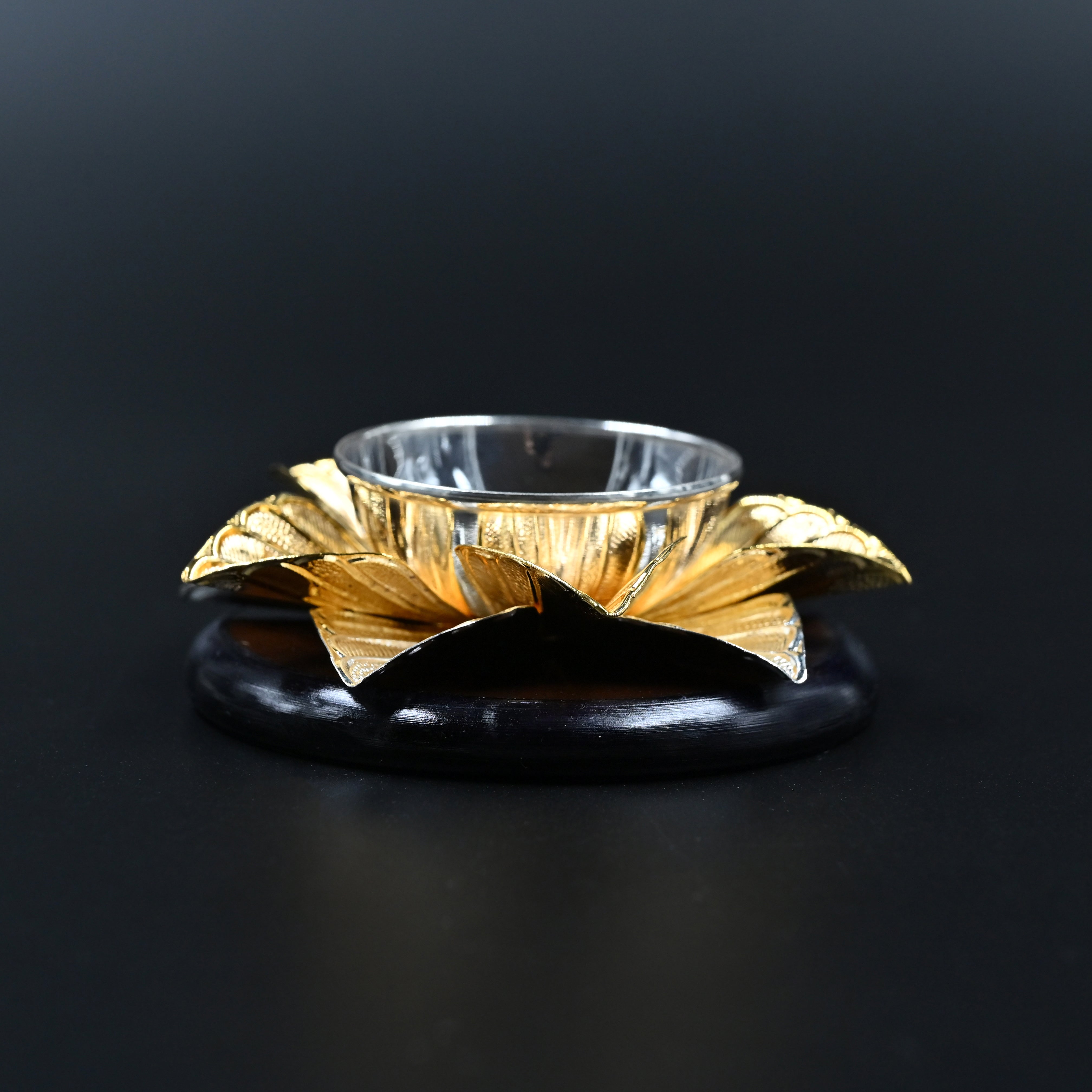 Dual tone silver lotus diya for pooja