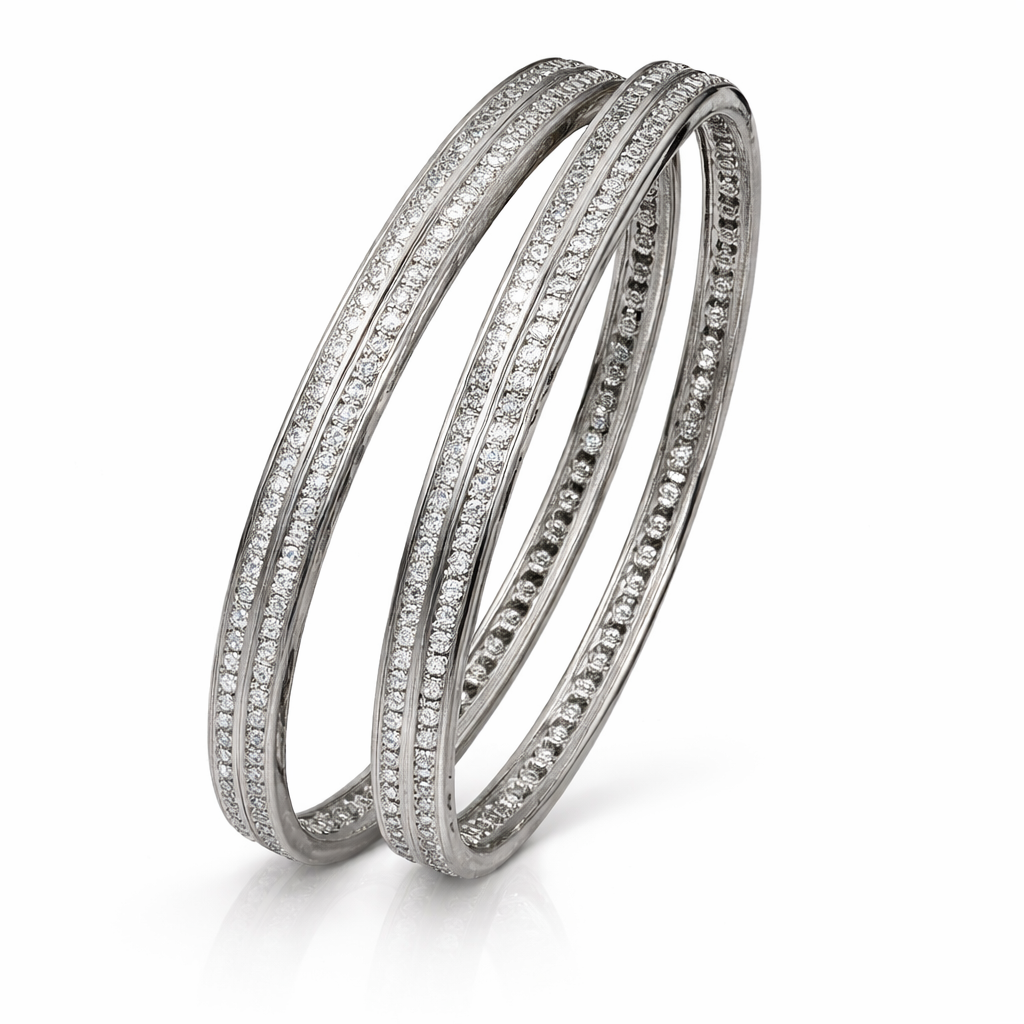 elegant curve silver bangles