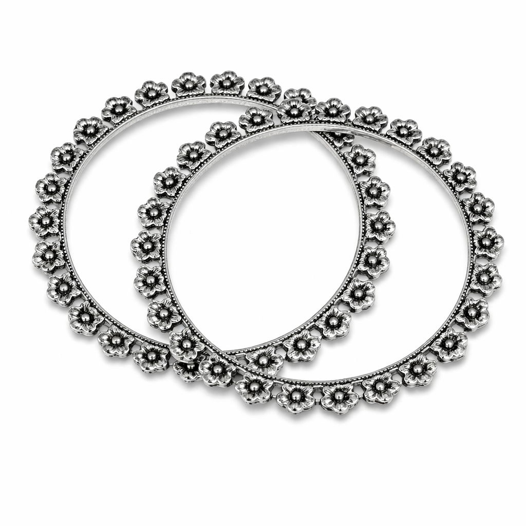 elegant gulmohar silver bangles