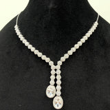 Elegant white stone double drop necklace