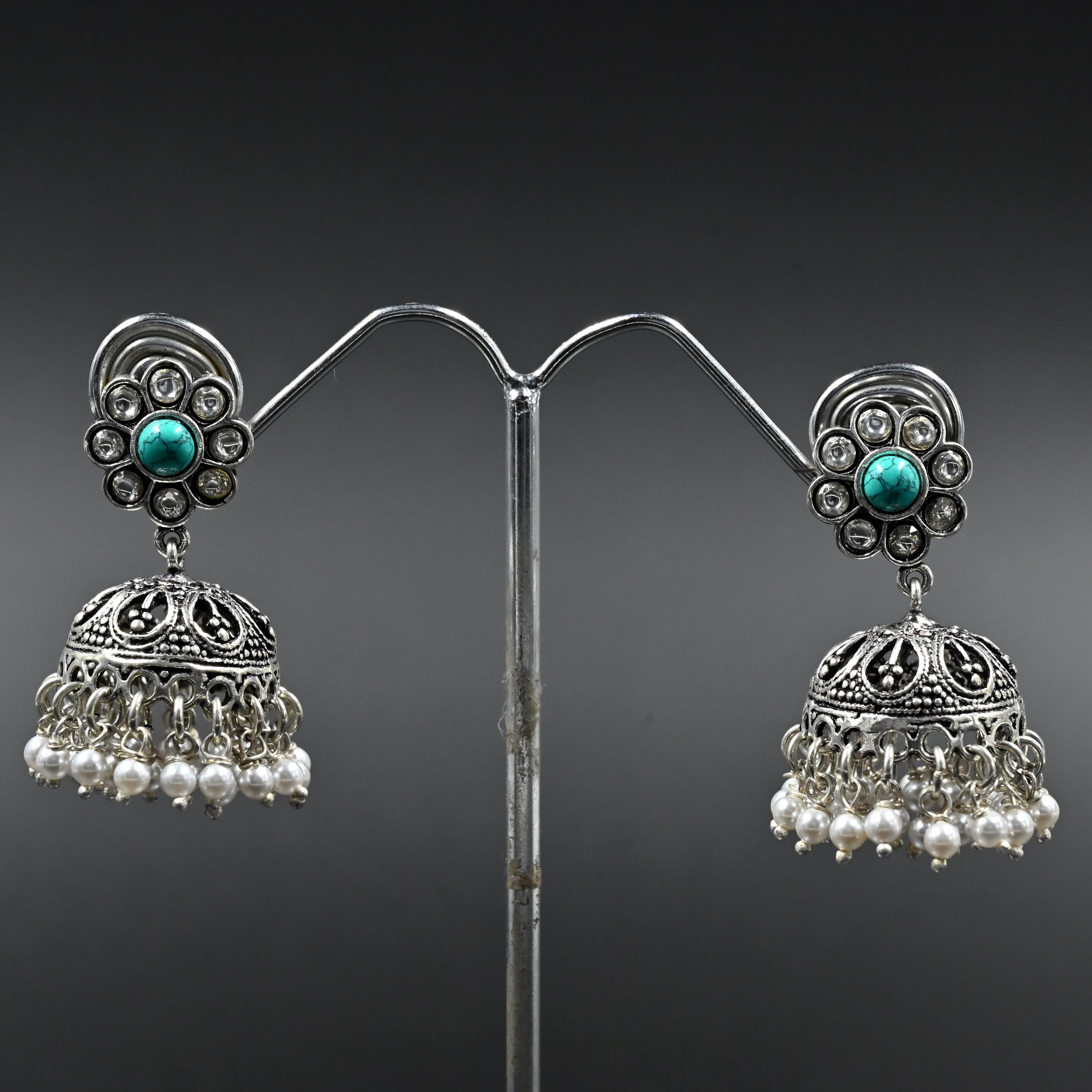 Firoza jhumka in 925 silver