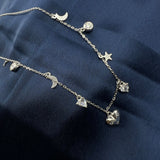 Frosted charms chain silver