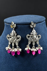 Ganesha motif silver necklace set