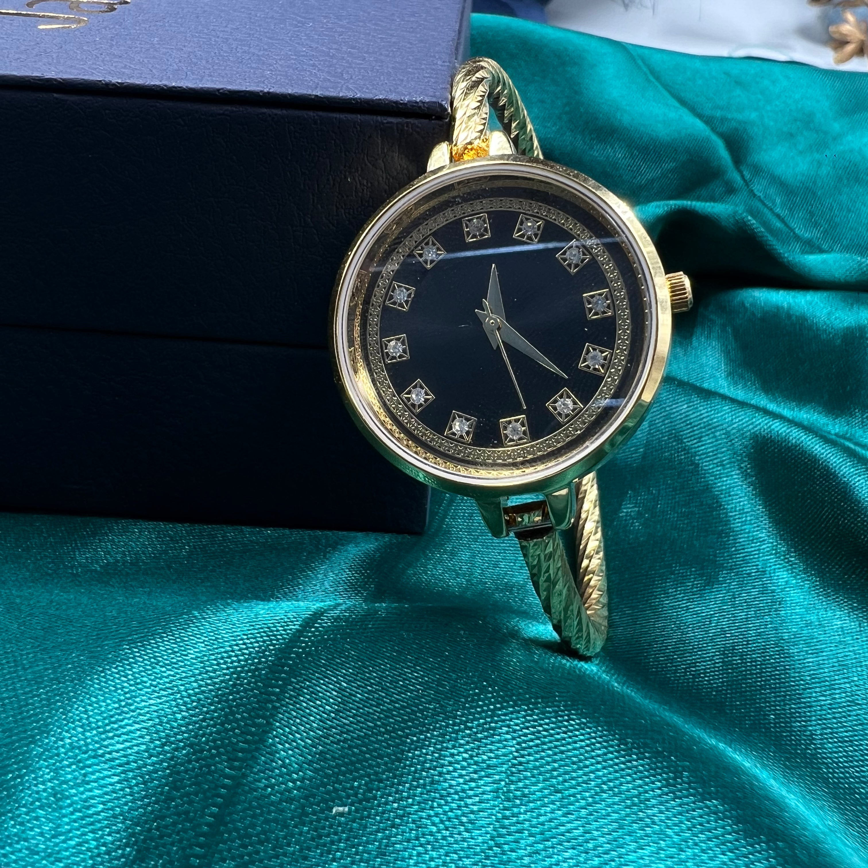 gold polish silver kada watch for men