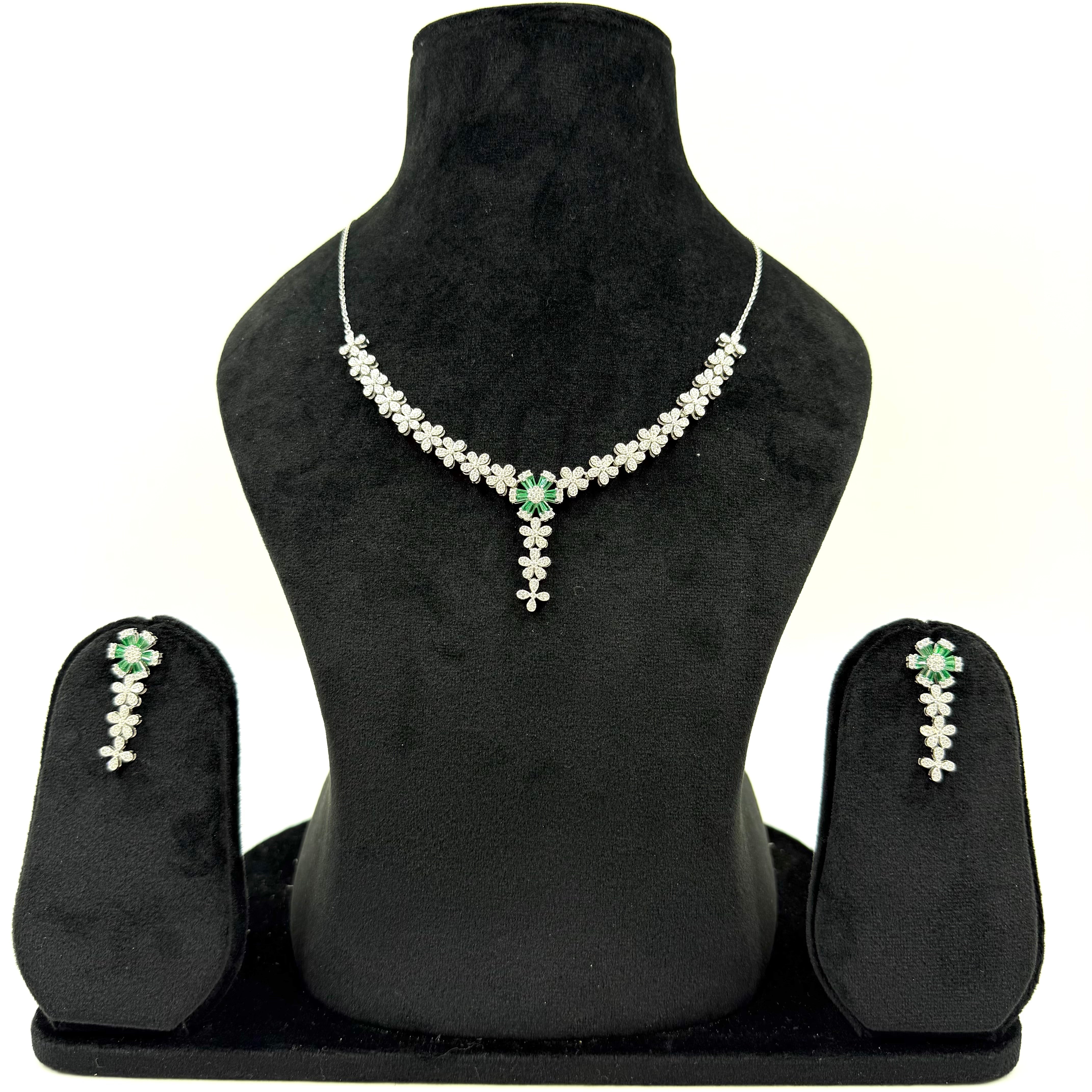 925 silver green stone necklace
