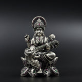 Silver Ganesh Laxmi Saraswati trio for home temple