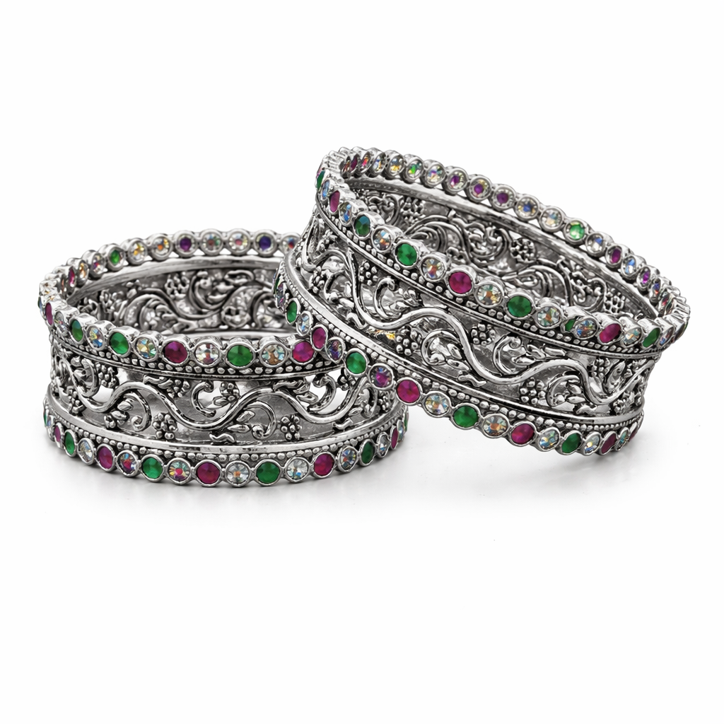 intricate rajwada silver bangles