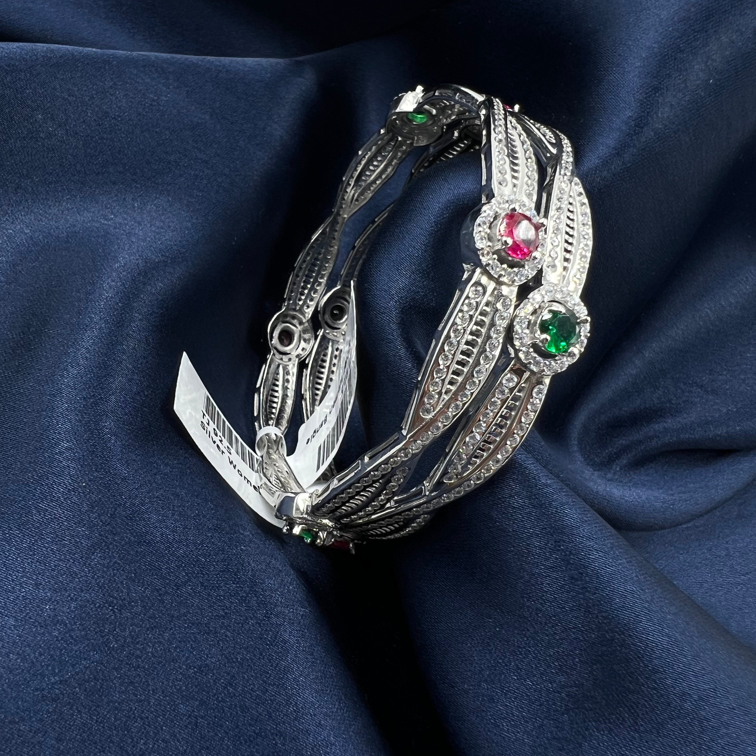 ladies aanya silver bangles