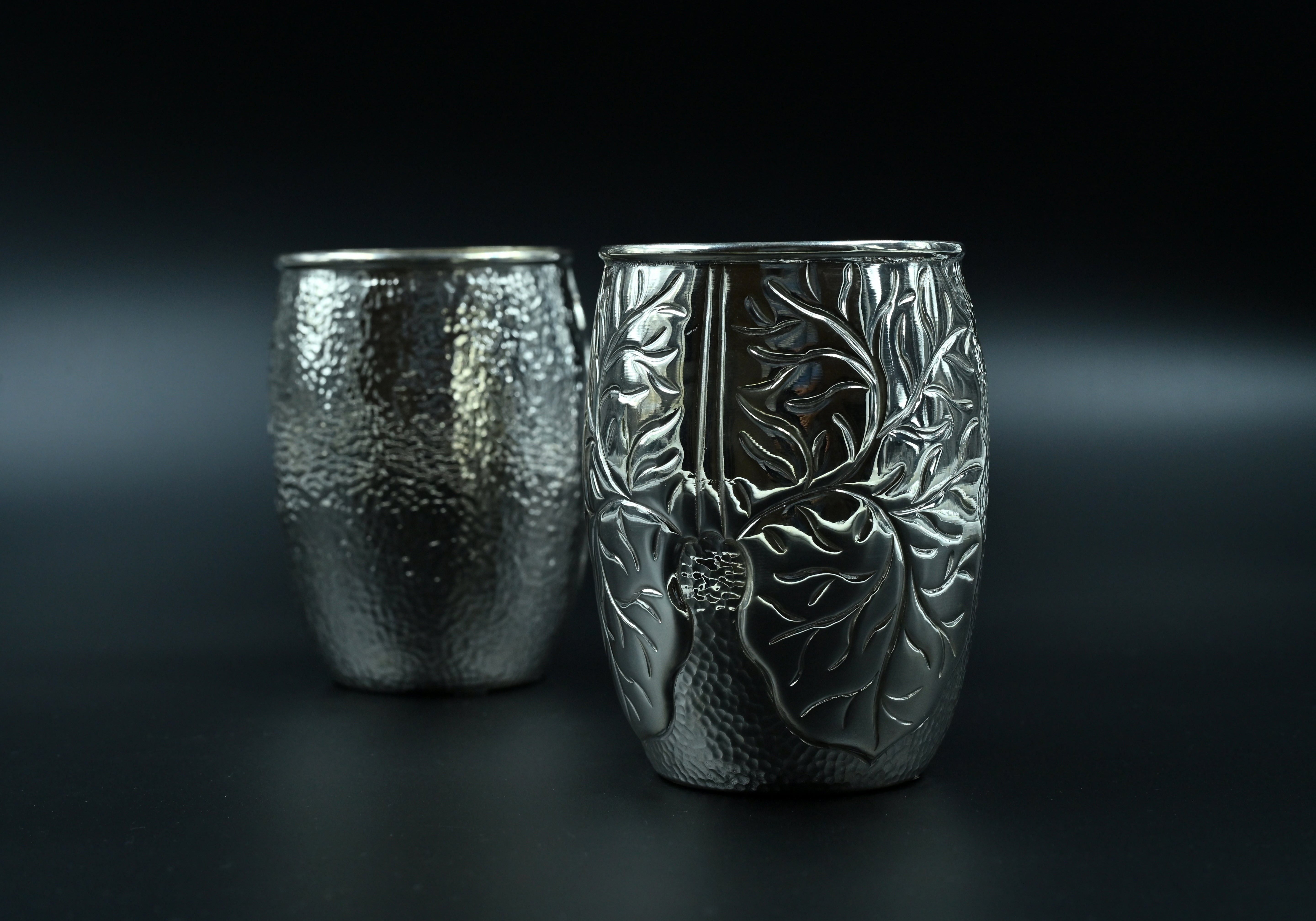Silver jug with leaf motif decorative design