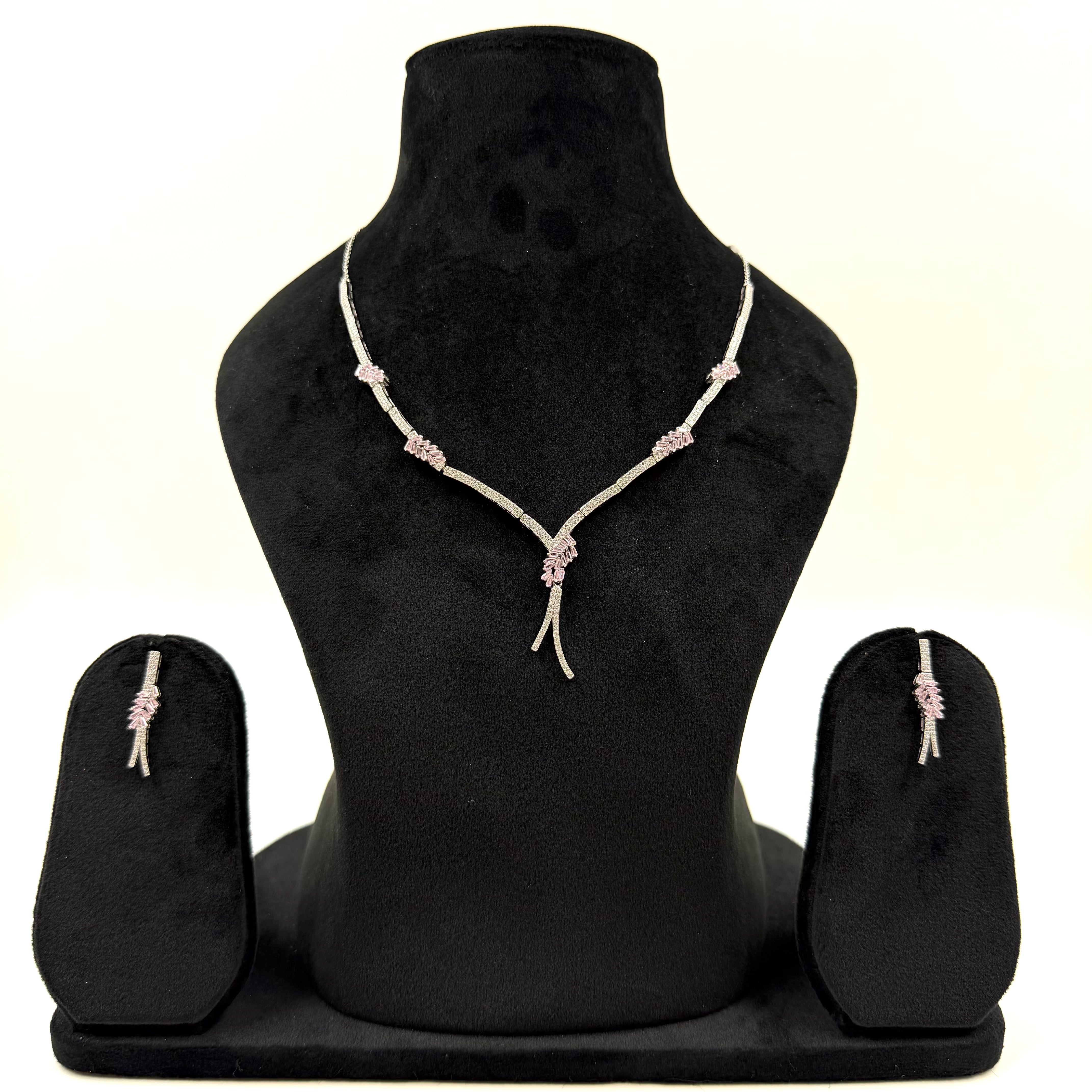 Elegant light pink stone necklace