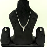 Long thin white necklace in 925 silver
