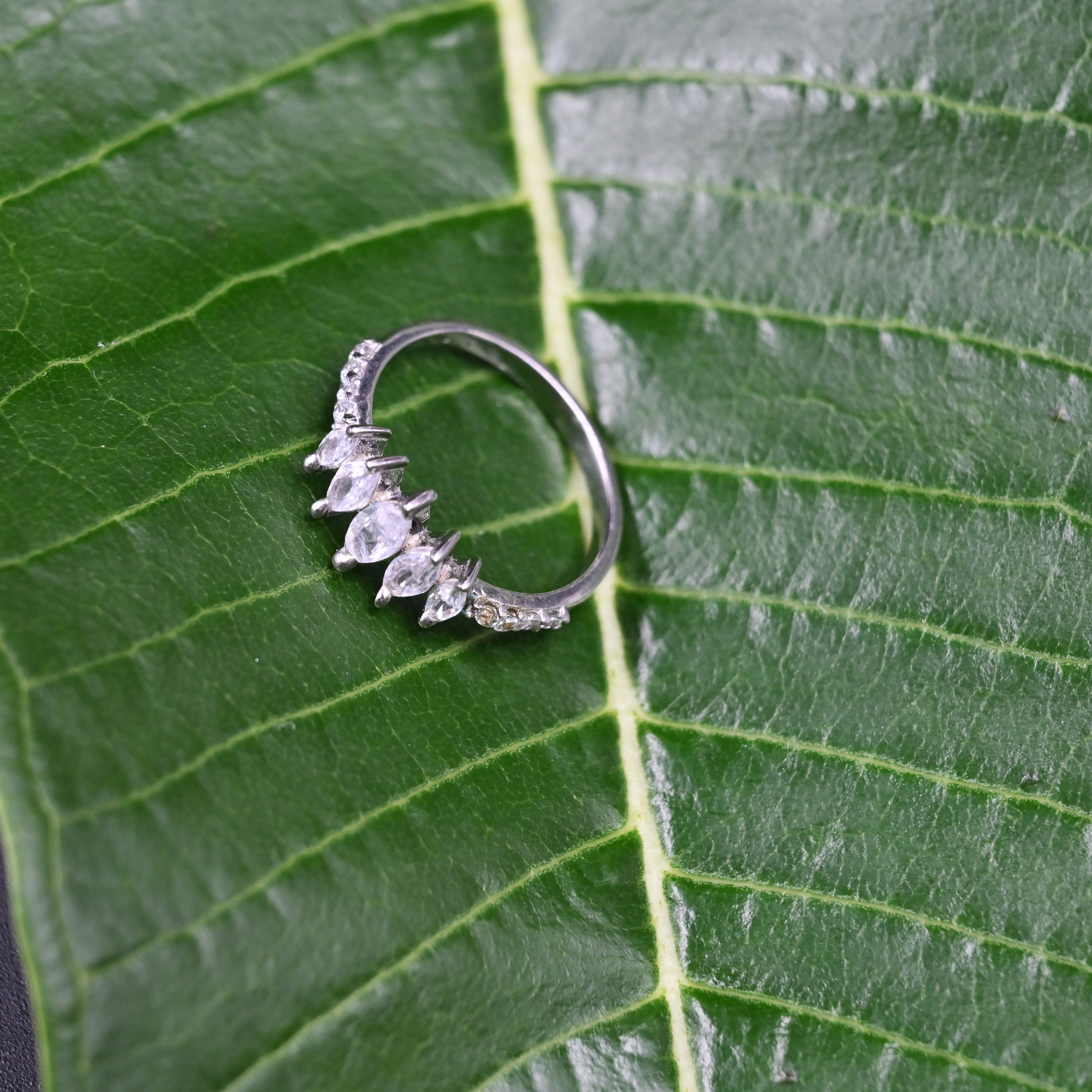 Marquise row ring in 925 silver