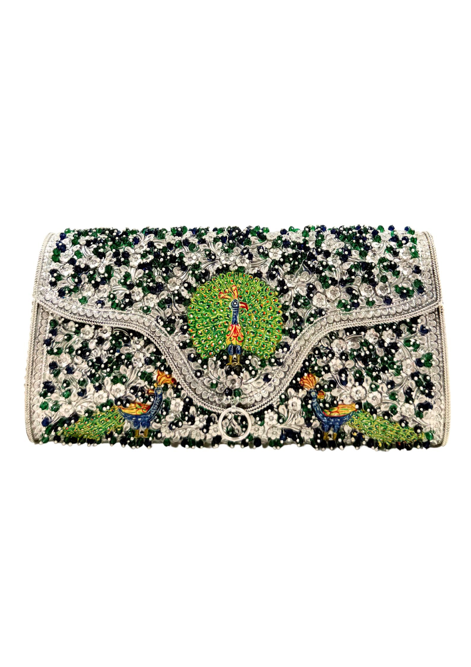 Mayur Majesty clutch with peacock design