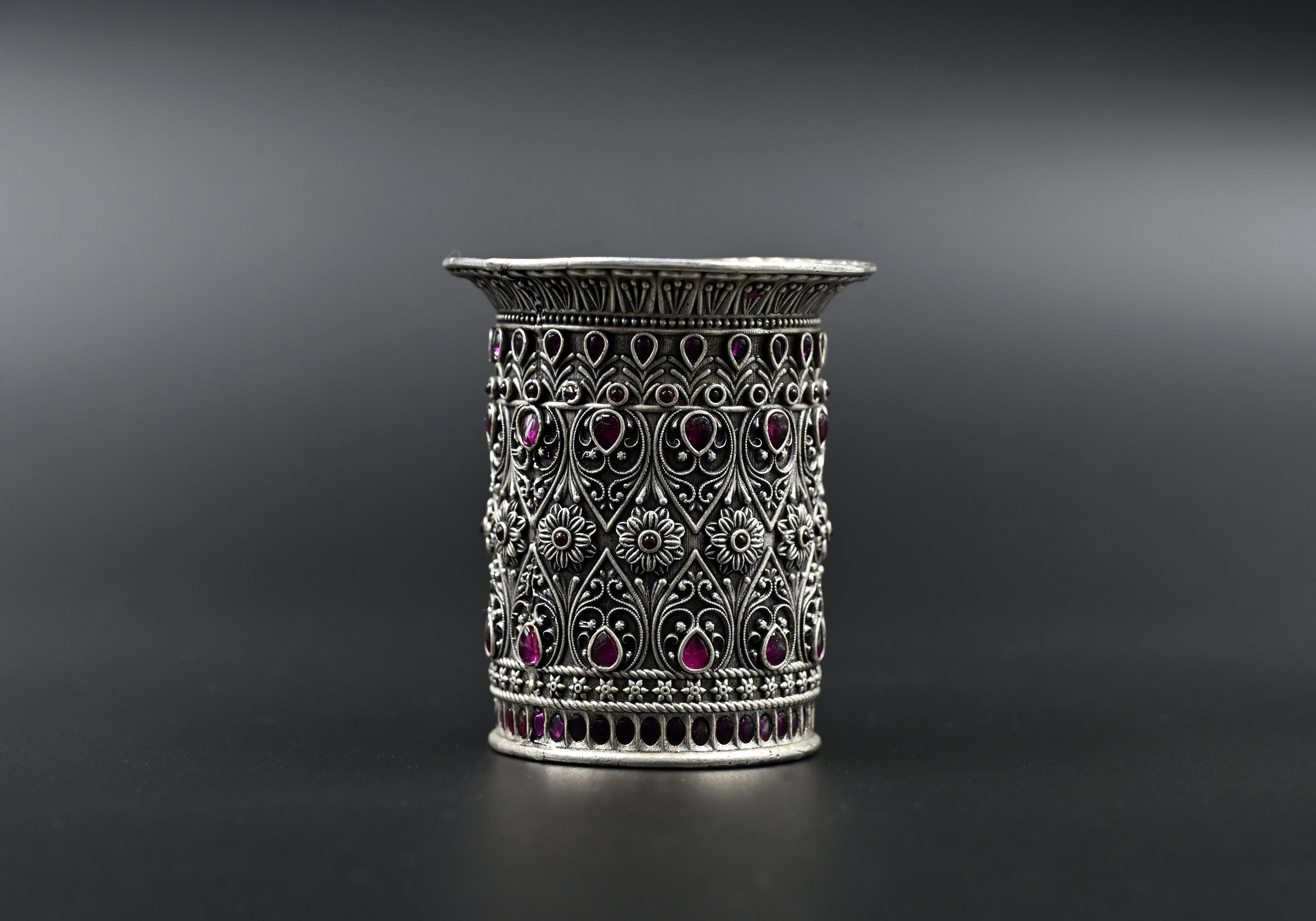 Ornate Silver Rajsi Pooja Thali Set
