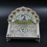 Peacock silver singhasan for home temple