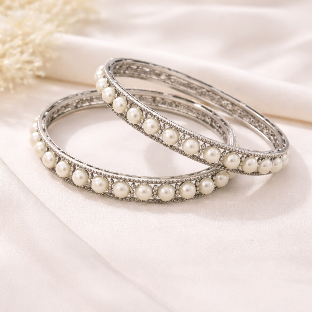pearl line 925 silver bangles