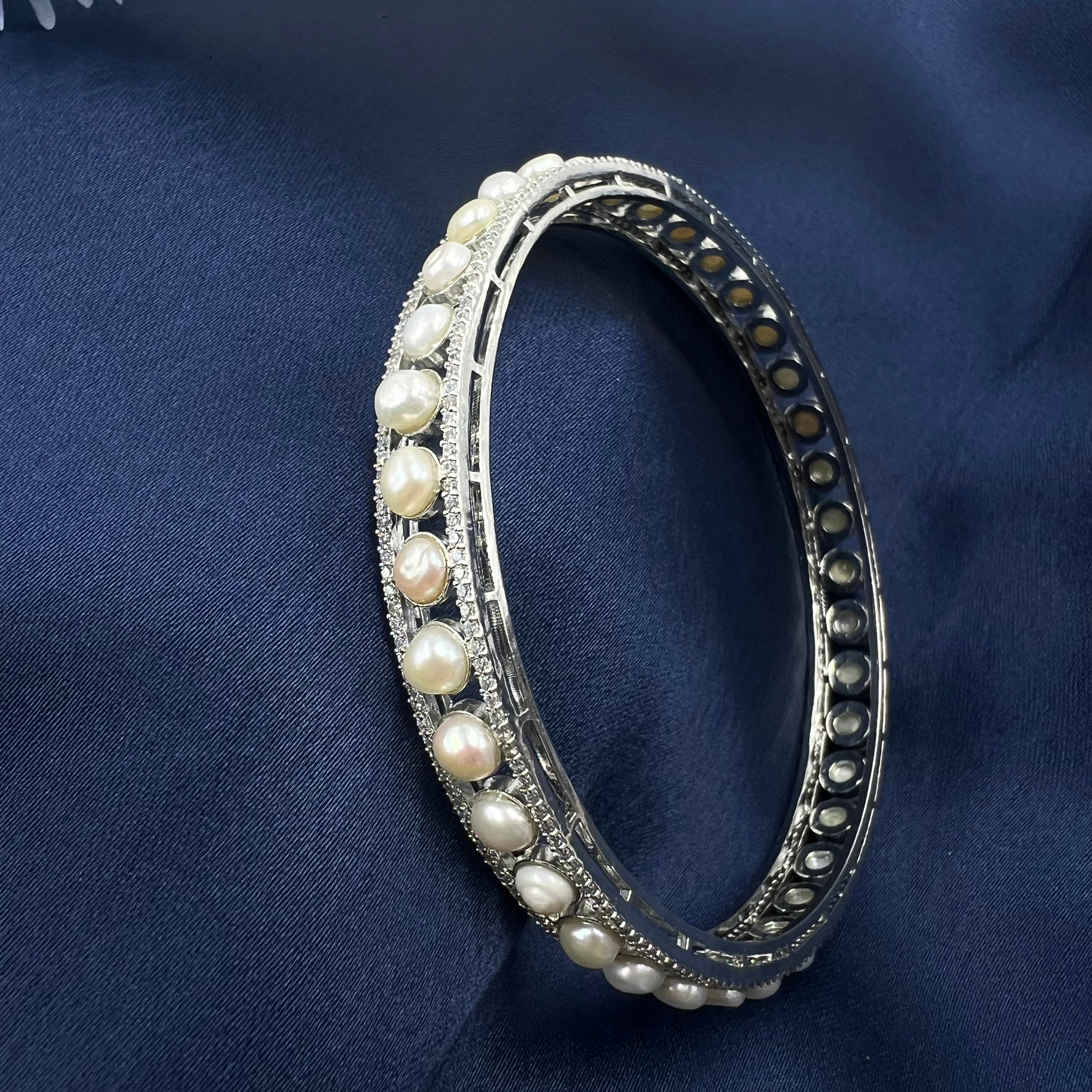 pearl line bangles 925 silver