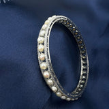 pearl line bangles 925 silver