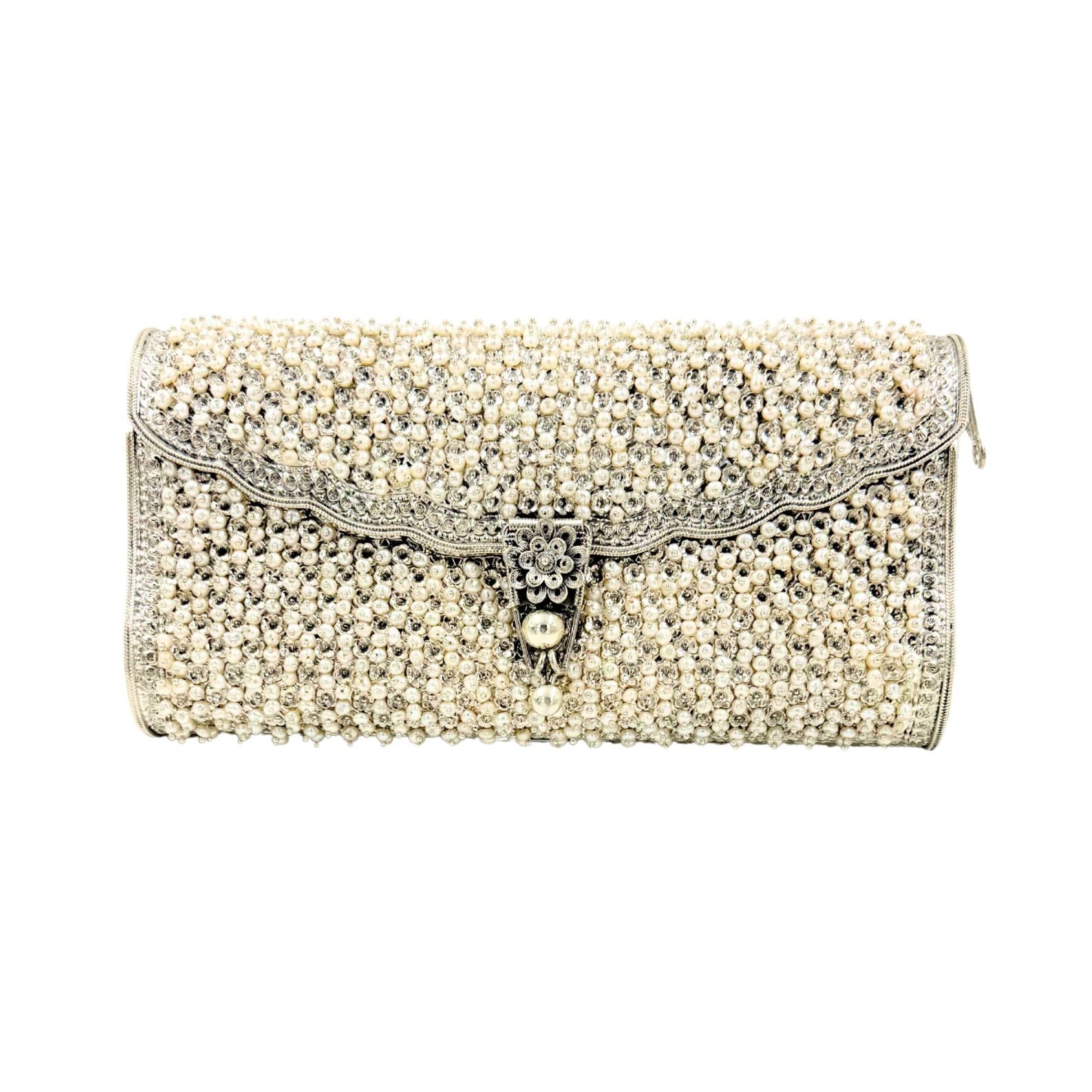 Pearl Royale clutch with elegant pearl detail
