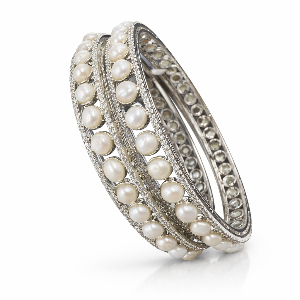 pearl silver bangles design