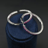 Pink gem hoop earring in 925 silver