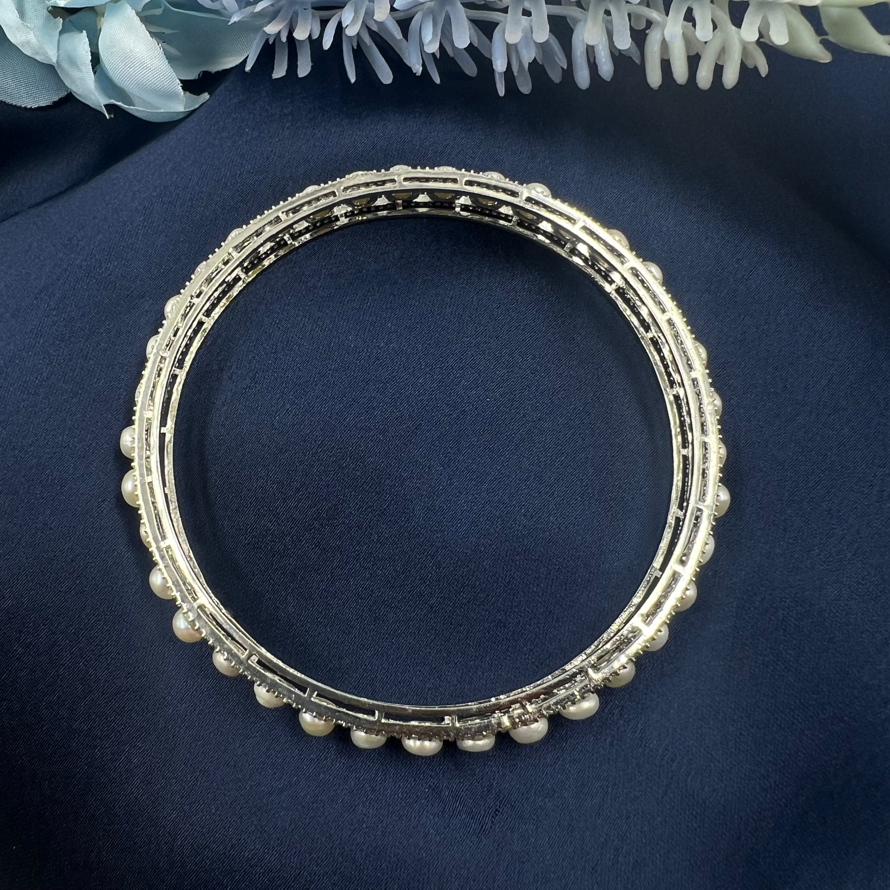 pure silver pearl bangles