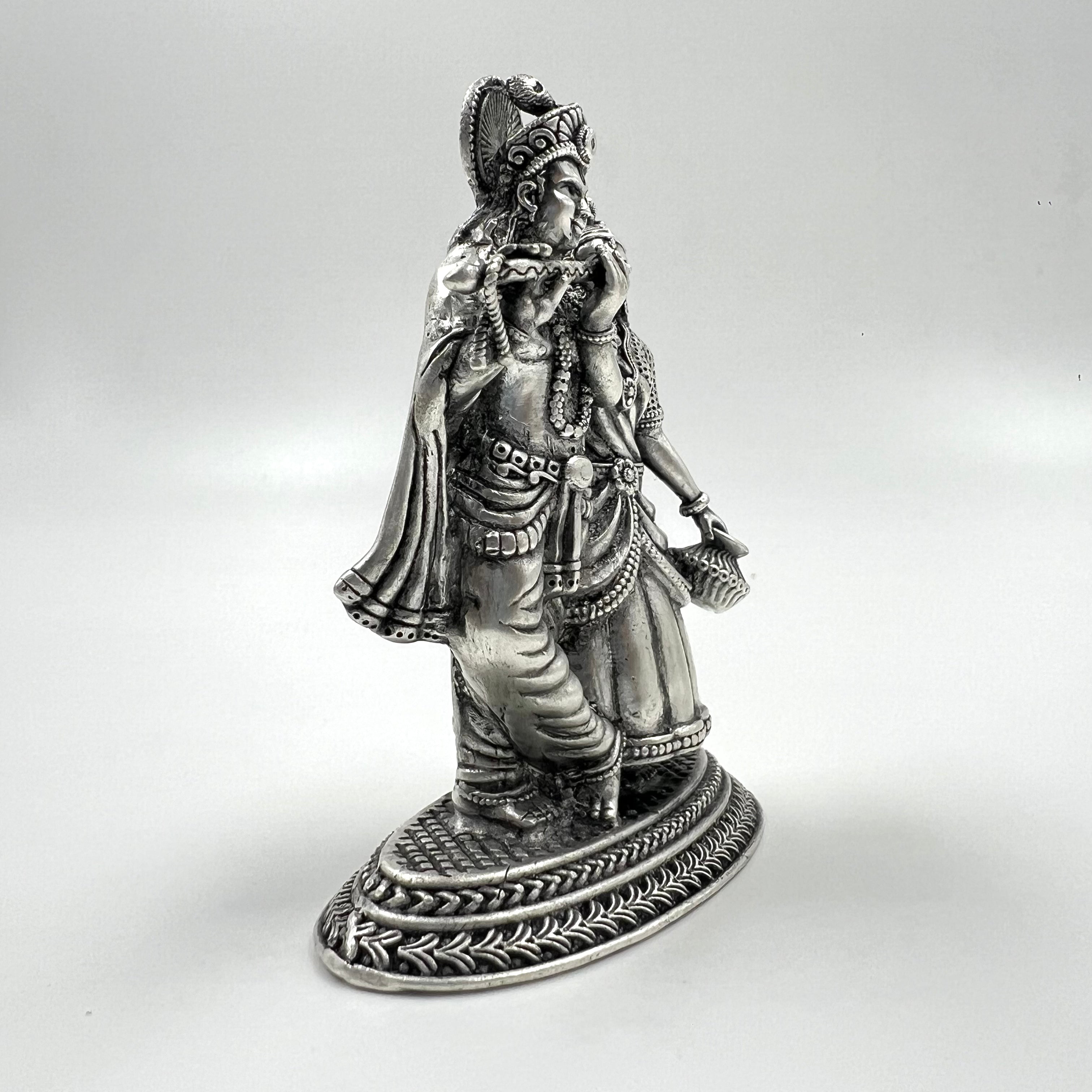 Radha Krishna devotional silver idol