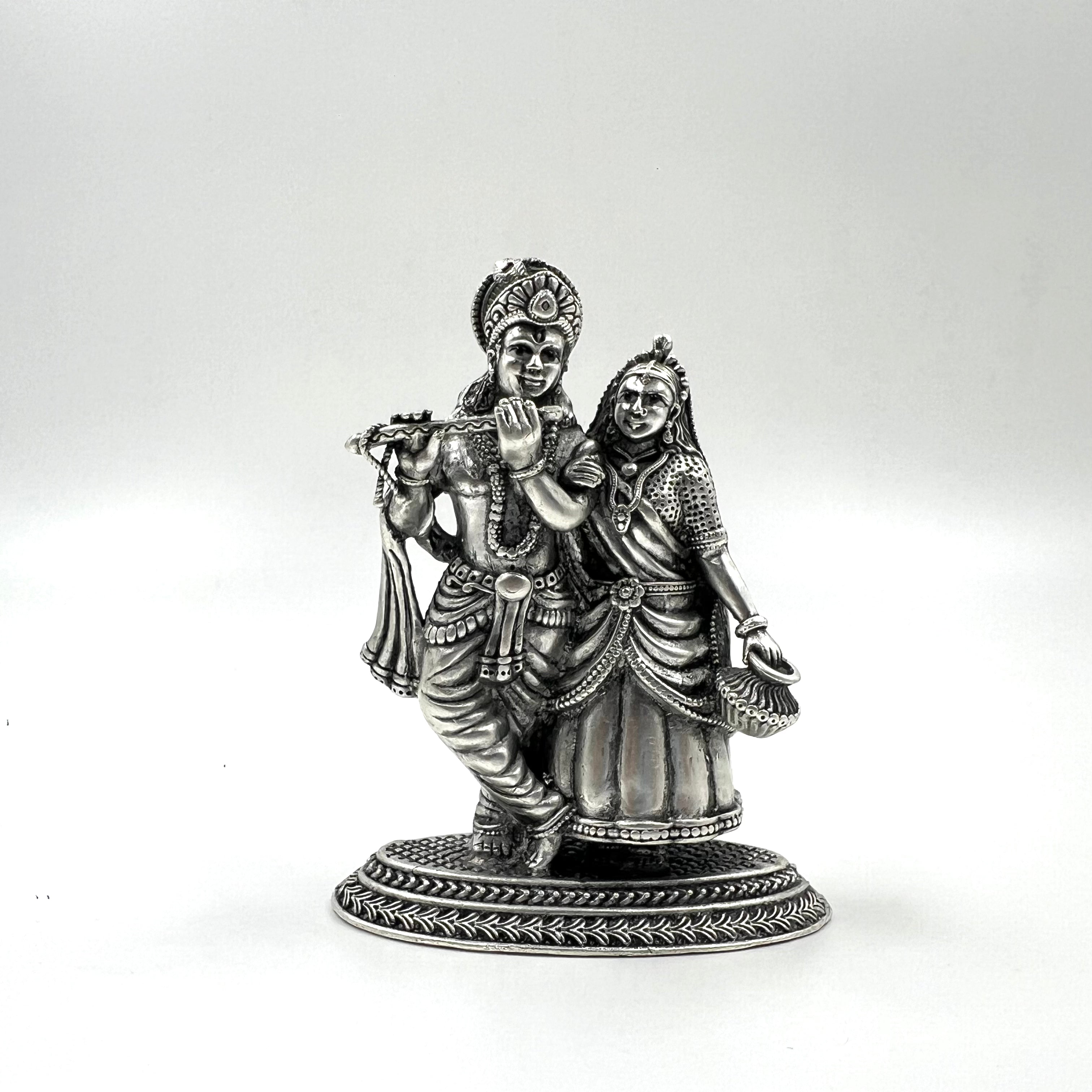 Radha Krishna silver murti