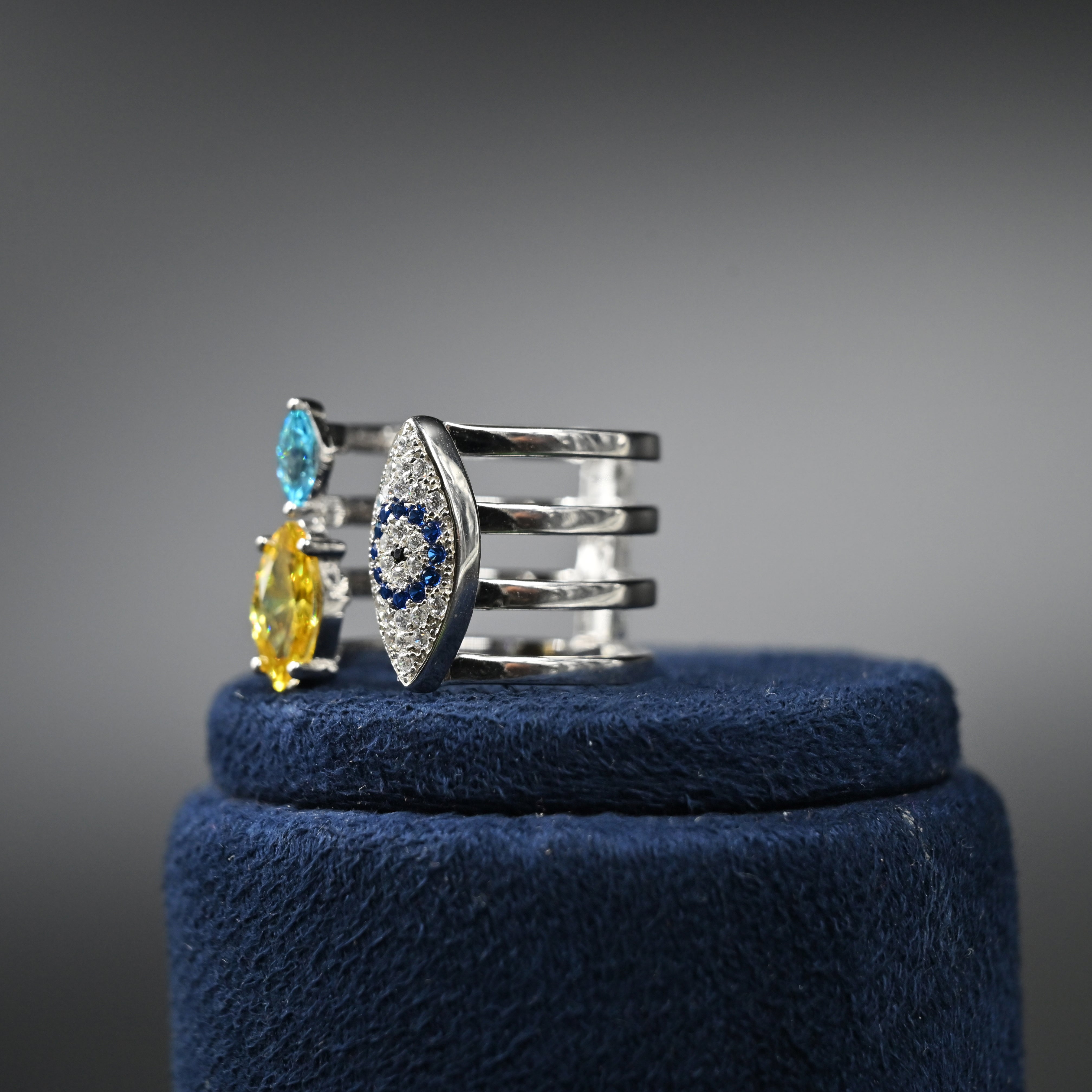 Radiant prism silver ring