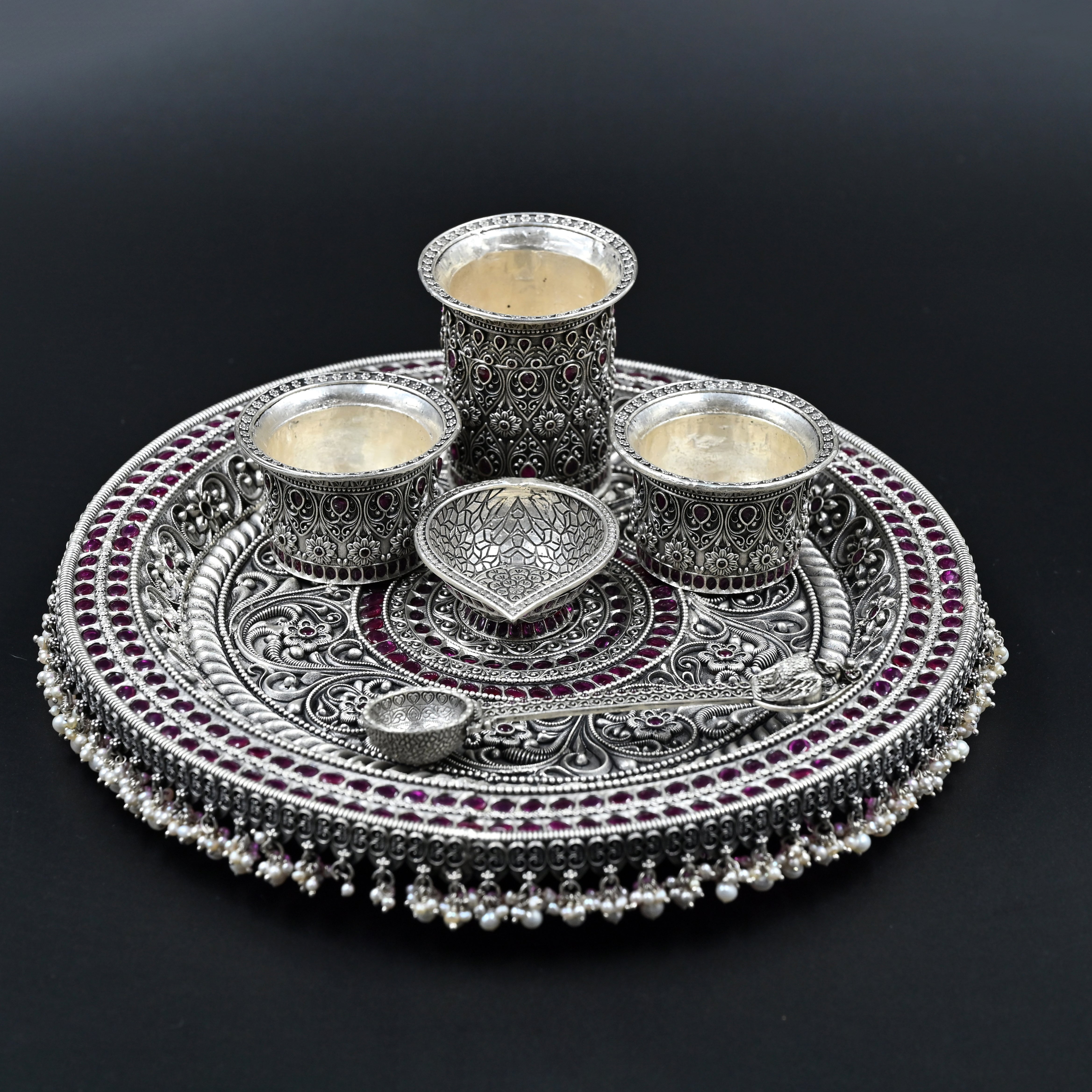 Rajsi Pooja Thali Set silver for pooja