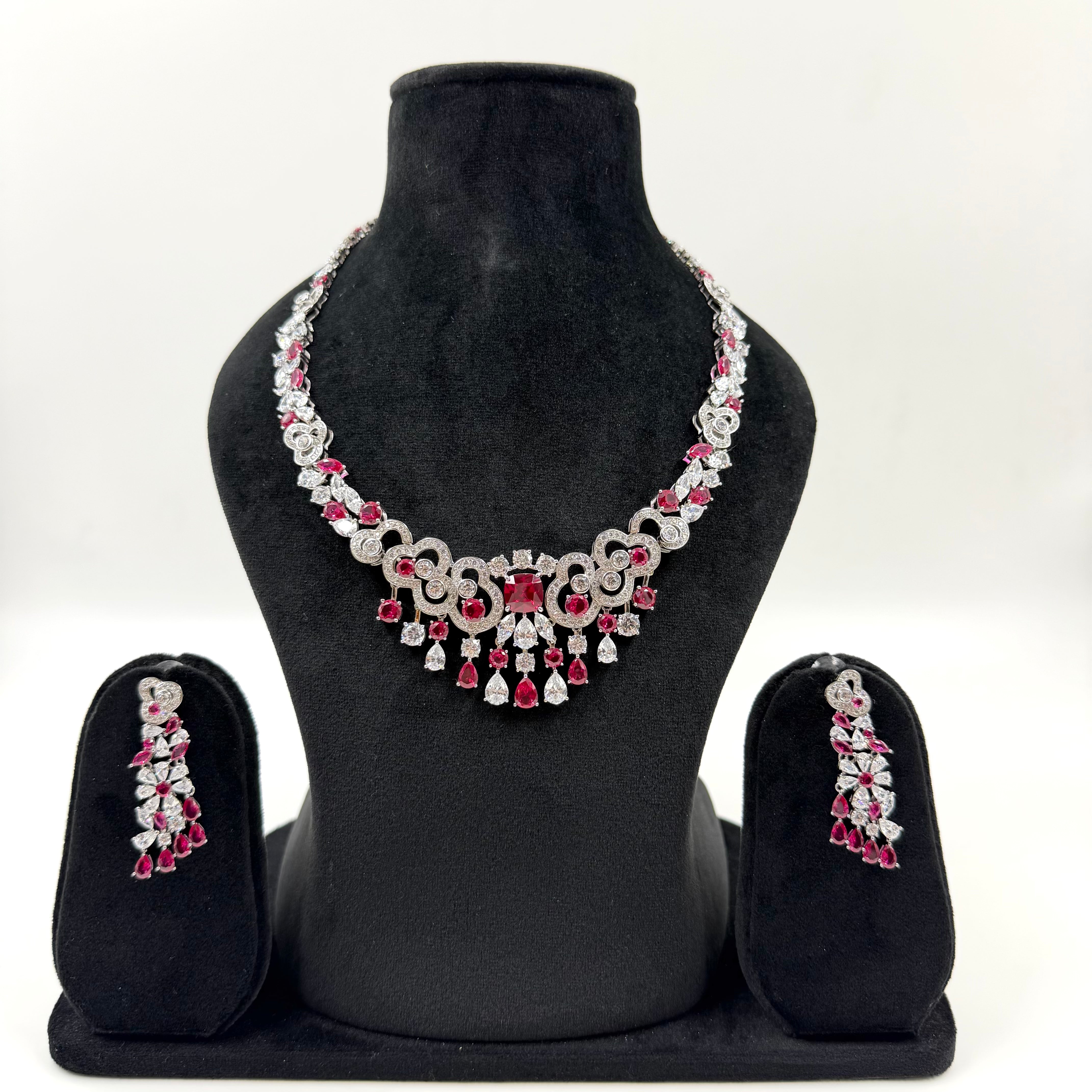 Elegant red stone necklace by House of Janya