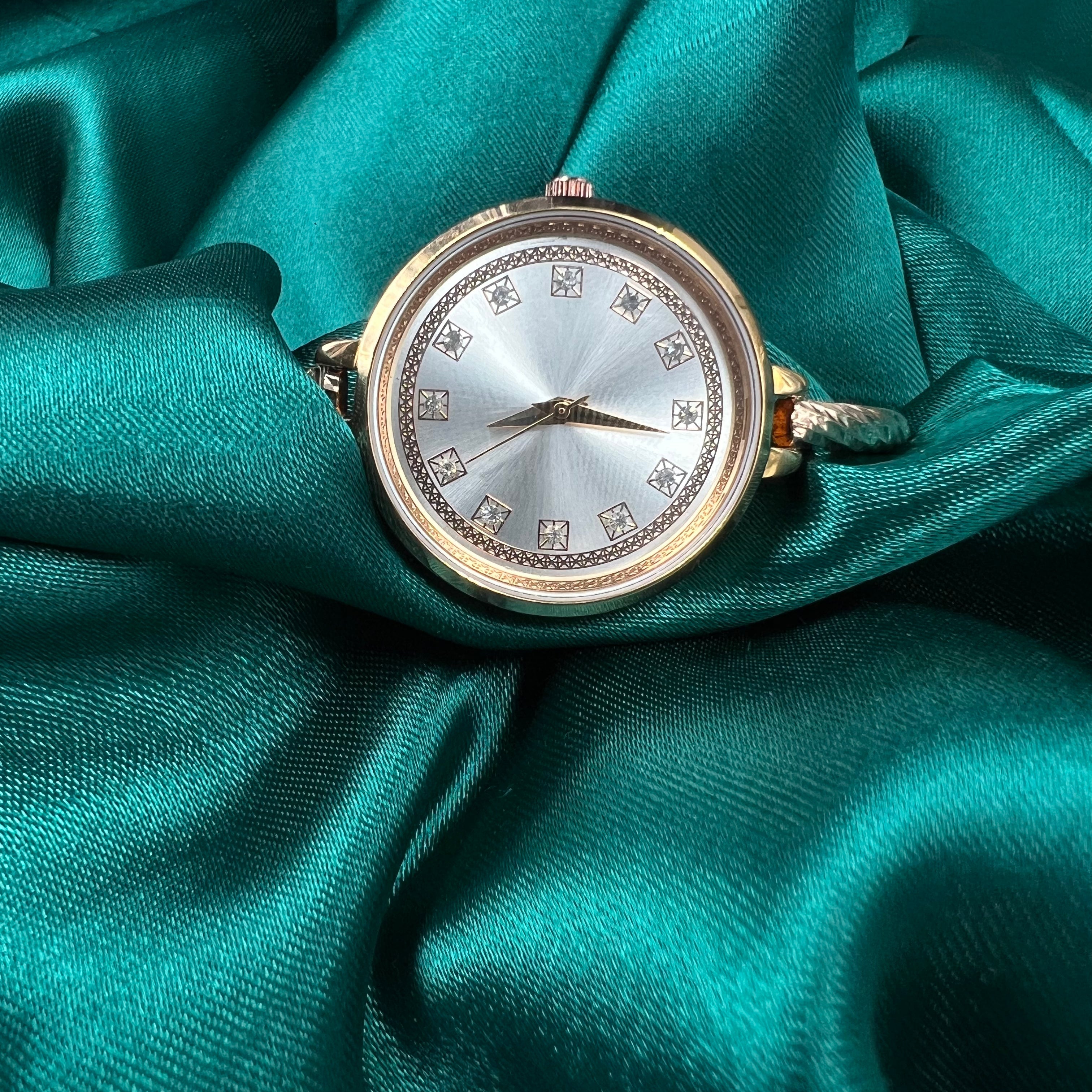 rose gold polish silver kada watch for women