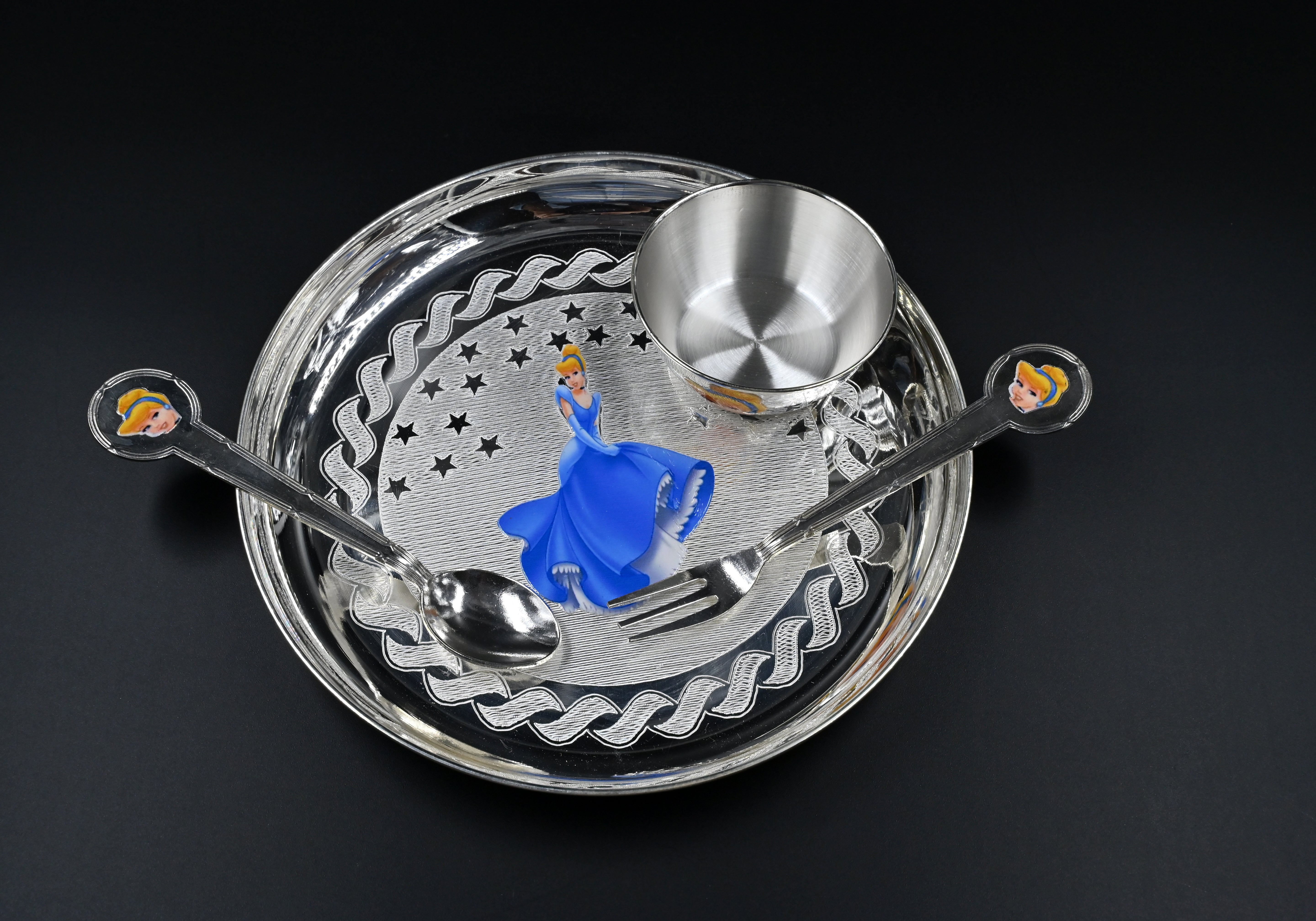 Royal bite princess baby silver dinner set